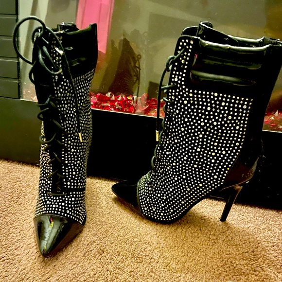 Rhinestone heel booties - Picture 1 of 1